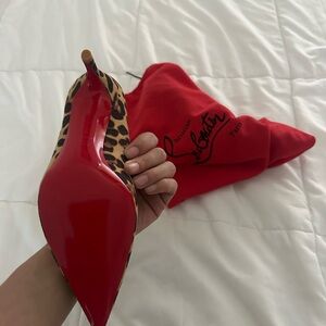 Christian Louboutin INSPIRED Leopard-Print Patent Pointed Pump with Red Sole